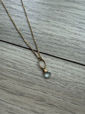 Delicate Gold Necklace with Aquamarine Gemstone Pendant